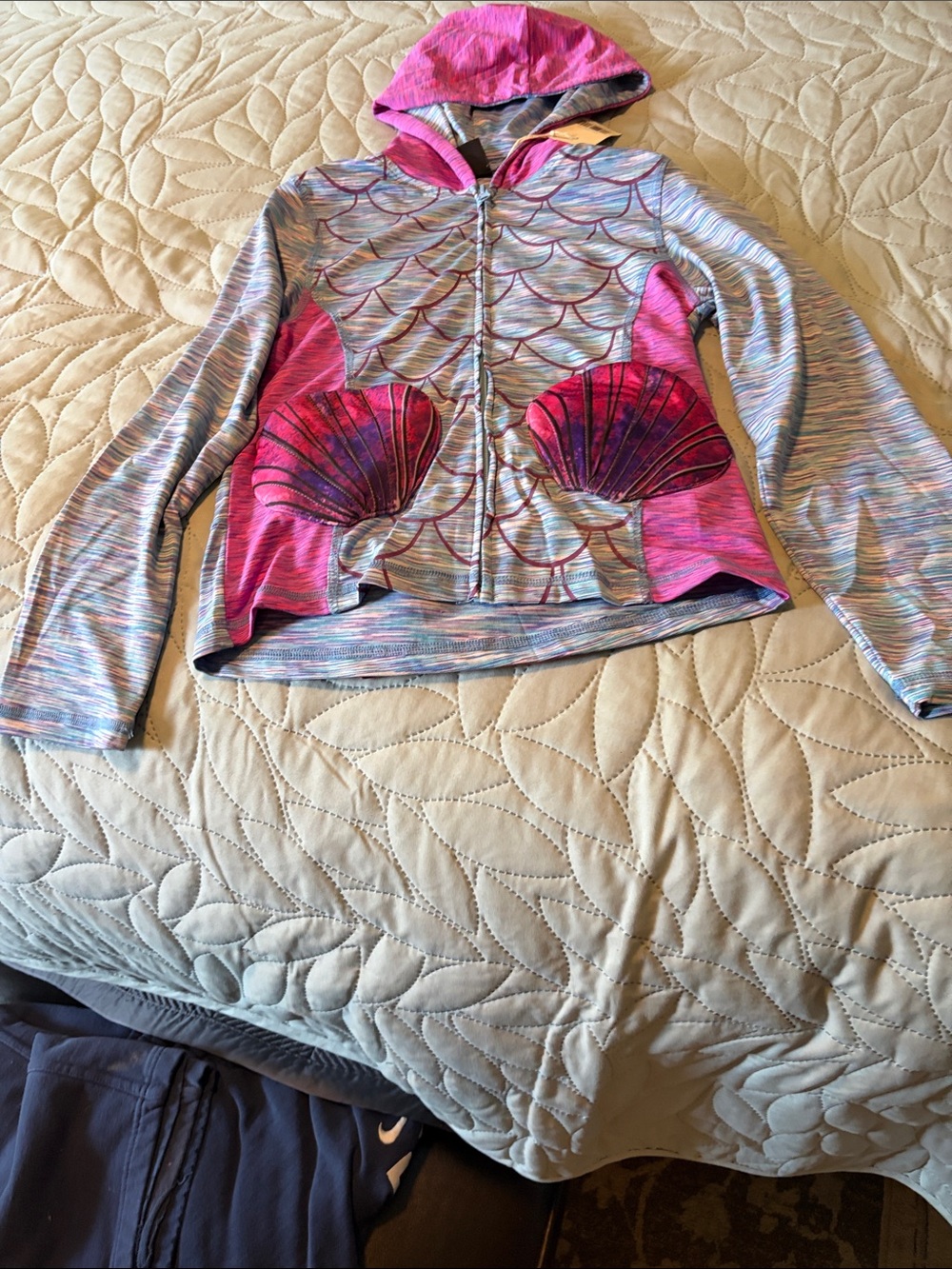 Girls' Hooded Zip-Up Sweatshirt with Pink Shell Pockets